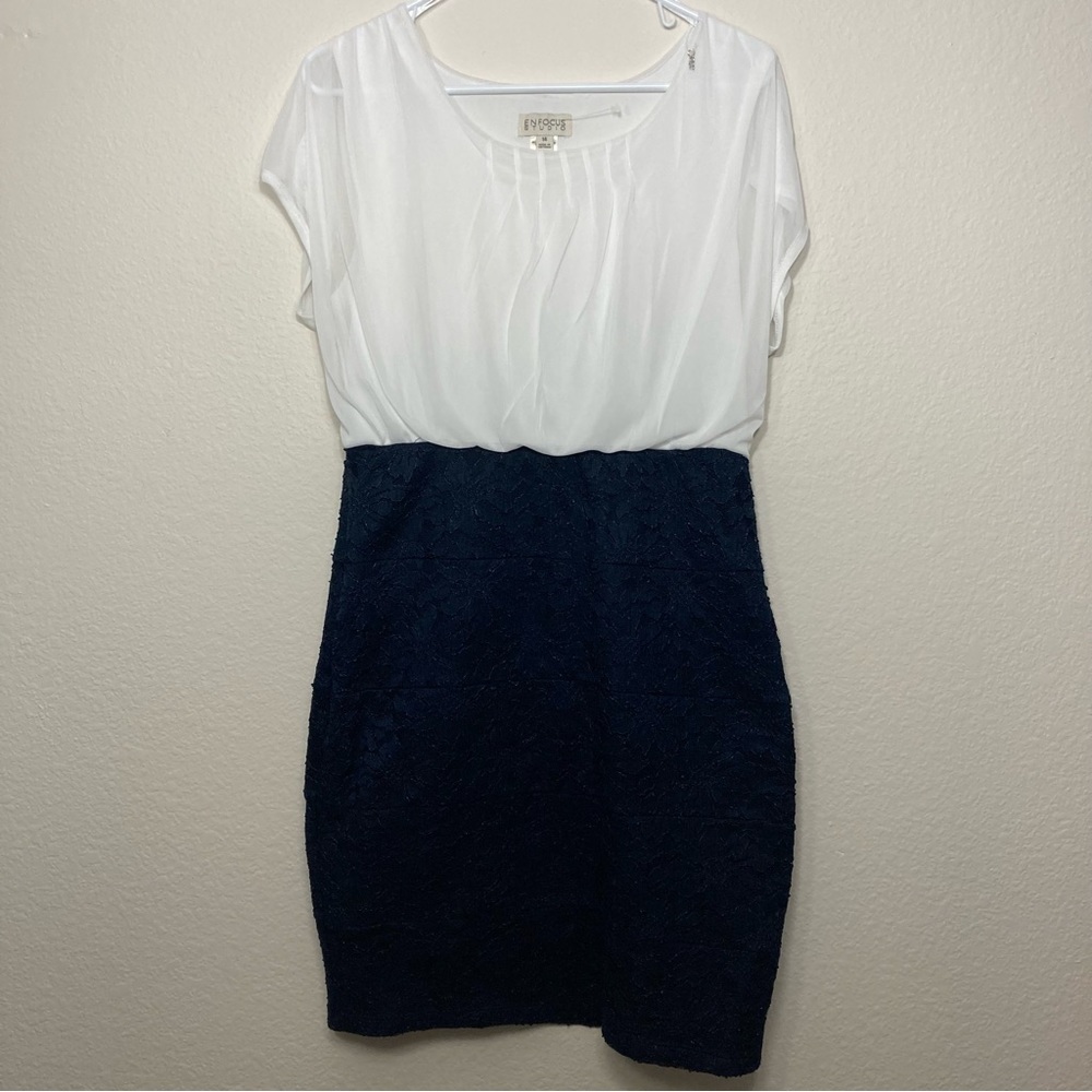 Enfocus Studio Dress - NWOT - Blue/White - Medium